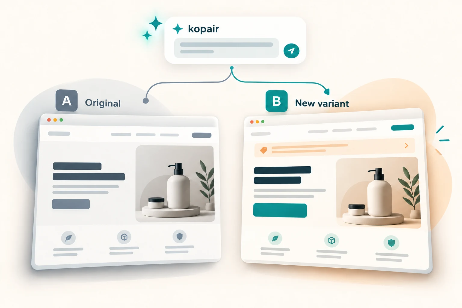 Illustration: AI creates a new B variant alongside the original A page